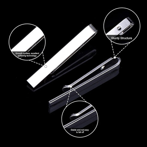 Roctee 3 Pack Skinny Tie Bar Clip Set, Suit Tie Clips for Men, Tie Necktie Clasp Pinch Clip on Tie, Suitable for Business Metting Wedding Annivers...